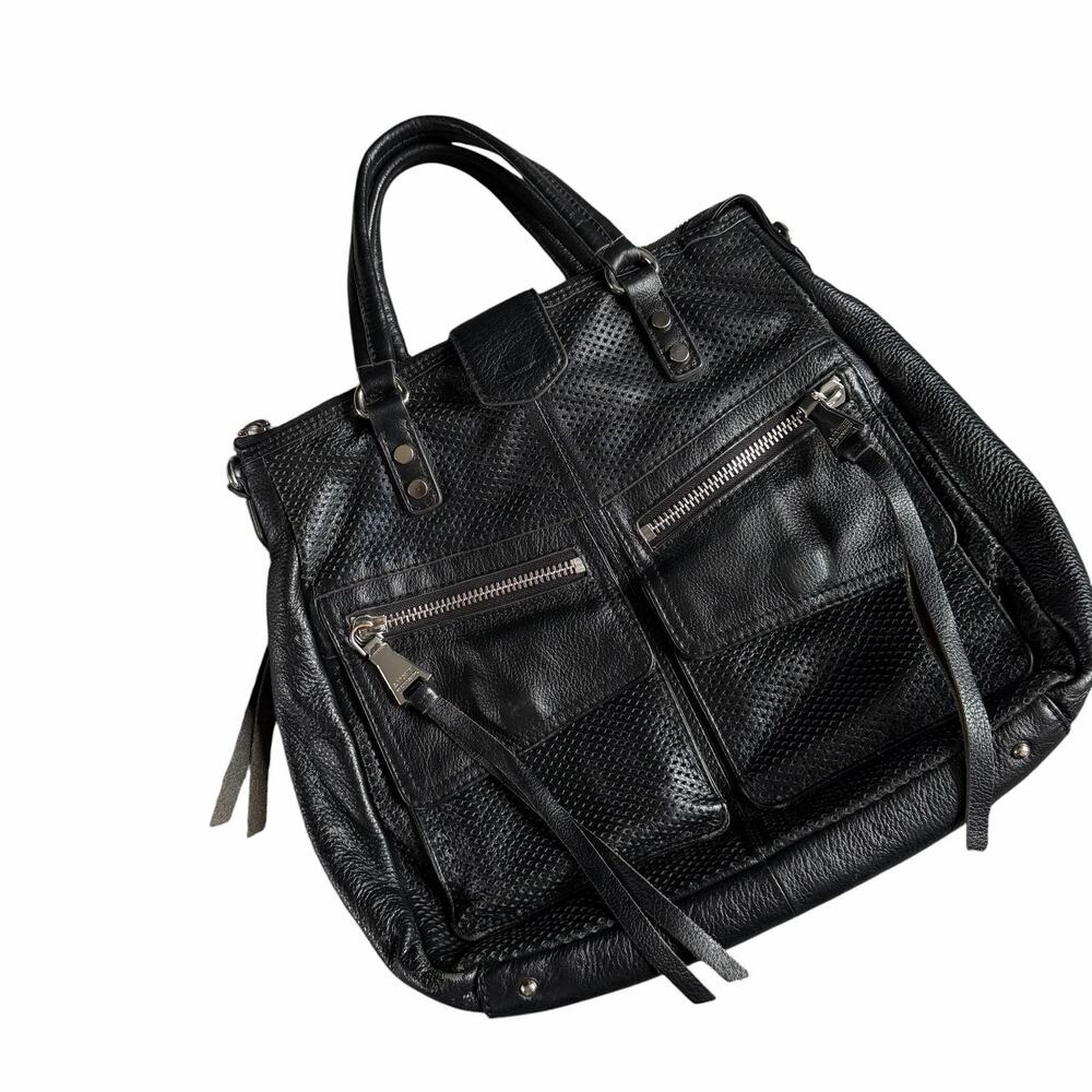Aimee Kestenberg Backpack Womens Medium Black Leather Zip Pockets Crossbody